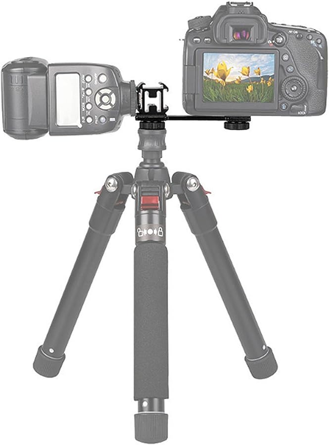 Triple Headed Hot Shoe Mount Metal Bracket Holder for Camera Lighting Photography - Image 3